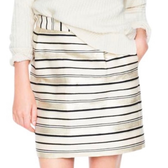 J. CREW Women’s Metallic Gold & Black Stripe Mini Skirt Size 4 - Picture 3 of 11